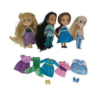 Disney Store Mini Animators Princess Toddler Doll Collection Bundle